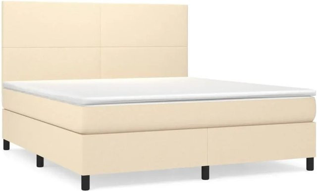 vidaXL Boxspringbett Hybrid mit Matratze und Taschenfedern, Creme, B/T/H: 160 x 200 x 118 cm - Bild 1