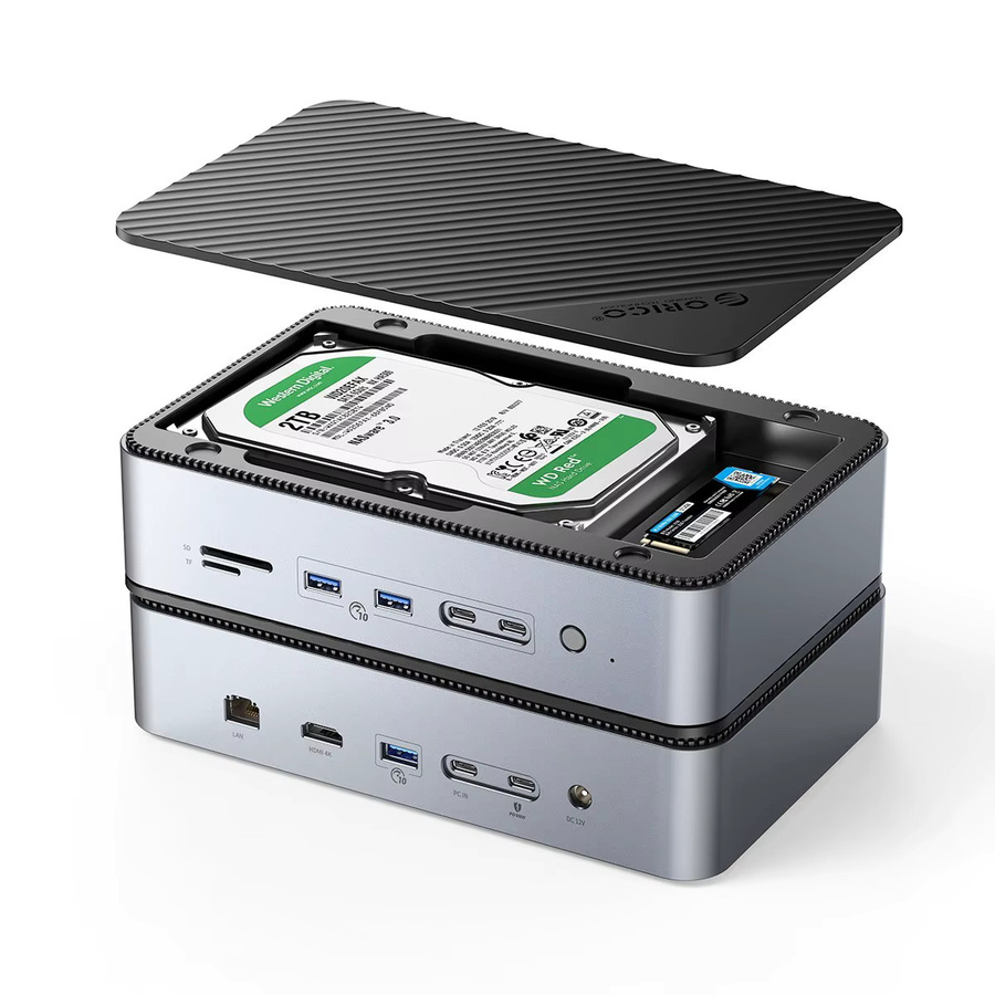 Orico 10 in 1 Docking Station mit Dual M.2 NVMe SSD Slot, 3,5 Zoll Festplattengehäuse, HDMI 4K 60Hz und PD 100W Unterstützung sowie Ethernet/LAN - Bild 6