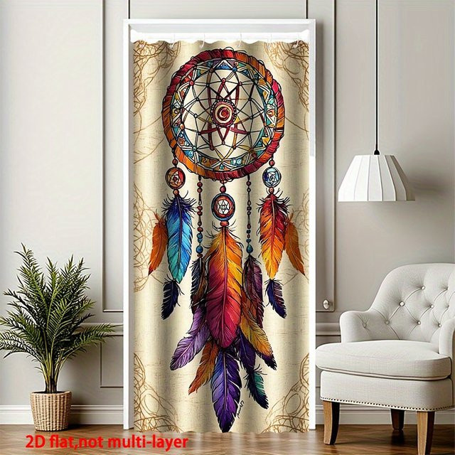 VIKAMA Traumfänger-Türvorhang in Multicolor mit bunten Federperlen im Boho-Stil als dekorative Wandverzierung - Bild 1
