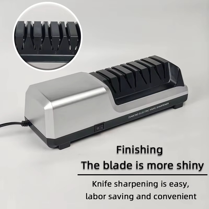 RSCHEF Elektrischer Messerschärfer in Silber mit 4 Stufen und Diamantrad für Küche, Kochen und Jagd - Bild 3