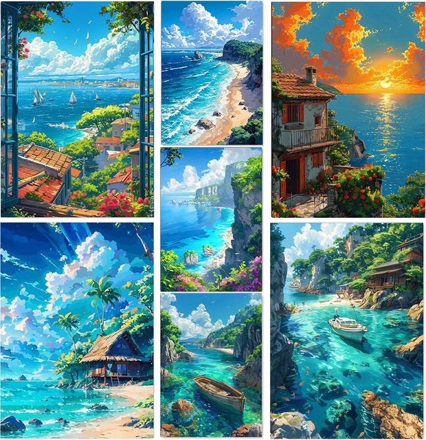 Potdemiel Kunstposter Anime-Küste als Leinwanddruck in Mehrfarbig für deine Wanddekoration - Bild 1