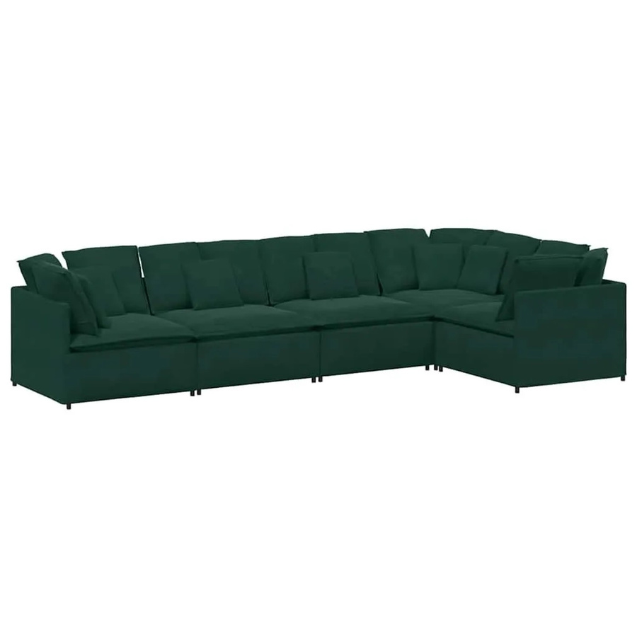 vidaXL Modulares Sofa aus Samt in Dunkelgrün mit Metallrahmen und Kissen - Bild 2