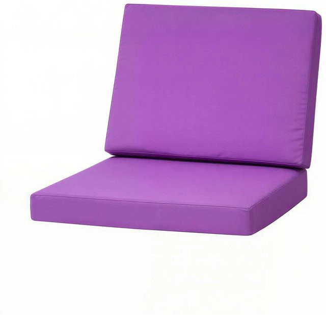 Setgarden Flat 2er Set Sitzkissen für Polyrattan Sessel in Violett mit abnehmbarem Bezug, Sitzkissen B: 50 cm, T: 52 cm, H: 7 cm und Rückenlehne B: 50 cm, H: 56 cm - Bild 1