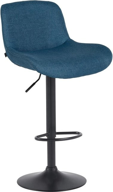 DELUKE Barhocker PONOR Barstuhl aus Samt in Blau und Schwarz, höhenverstellbar, drehbar mit Lehne, B/T/H: 50 x 50 x 85 cm - Bild 1