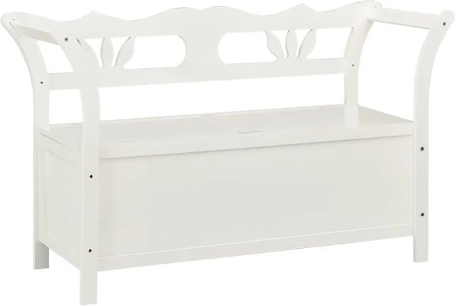 vidaXL Sitzbank aus massivem Tannenholz in Weiß, B/T/H: 107 x 45 x 75,5 cm - Bild 1
