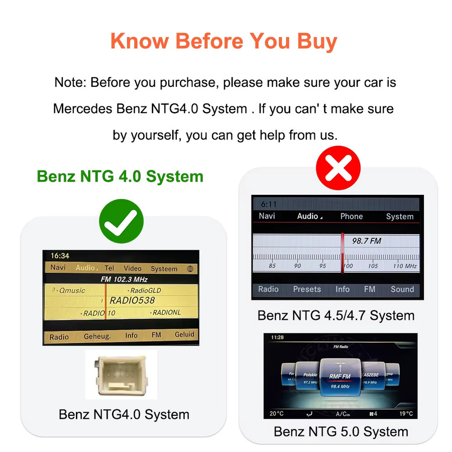 Bonroad Wireless Carplay und Android Auto Interface für Mercedes Benz C-Klasse W204 NTG 4.0 4.5 5.0 Systemmodul in Schwarz - Bild 4