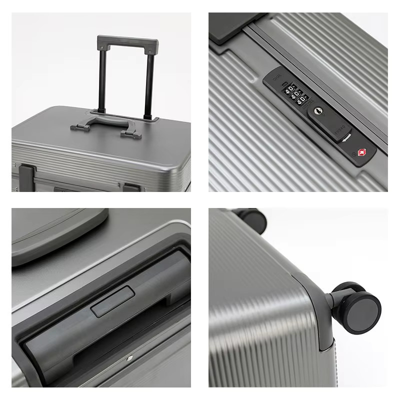Bunnyfly Fotografie-Koffer mit Aluminiumrahmen und Spinner-Rollen in Schwarz, Pilotengepäck Trolley für Kameraausrüstung, Höhe: 45,7 cm - Bild 4