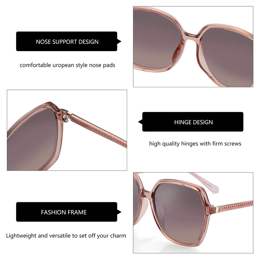 ZENOTTIC Sonnenbrille Schmetterling, Vollrand, Braun, Kunststoff, Damen - Bild 3