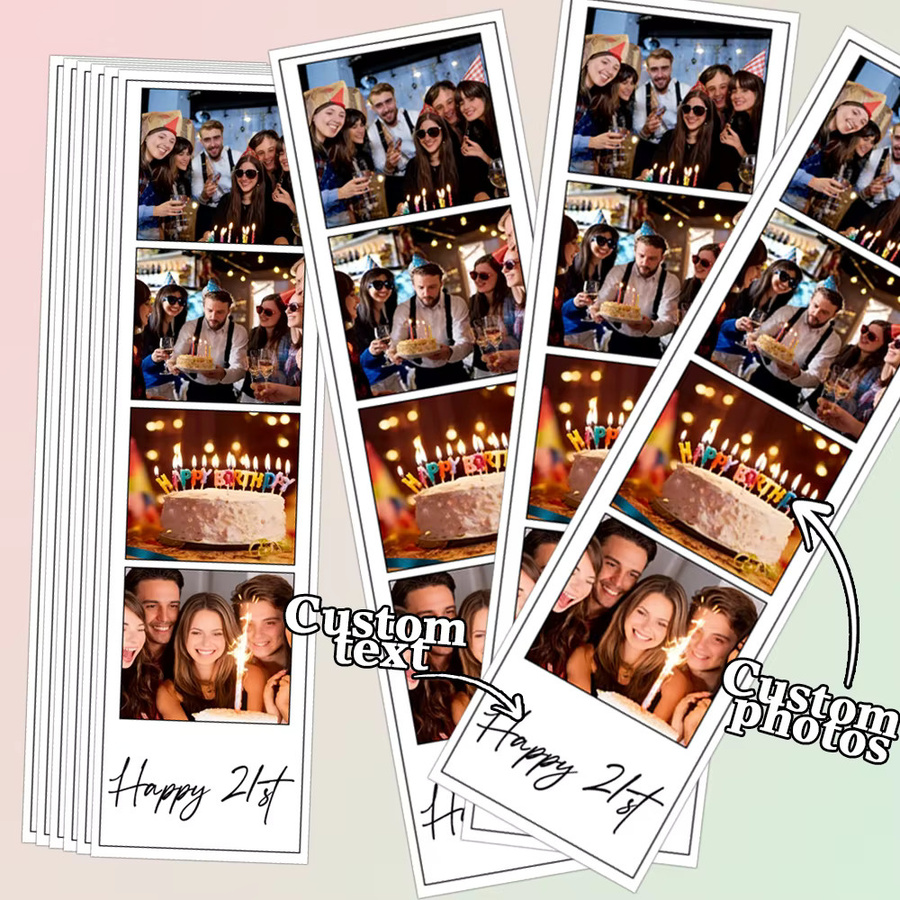 WEIGAO Personalisierte Fotodrucke für Fotoboxen mit individuellem Text und 4 Fotos pro Streifen als Partydekoration für Geburtstag oder Party - Bild 2