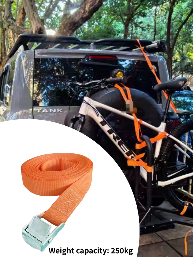 Verstellbares Polyester-Umreifungsband in Orange für Gepäck, Fahrrad, Motorrad und Automobil, 2 oder 4 Stück mit je 6 Metern Länge - Bild 7