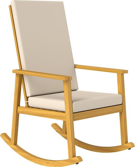 Outsunny Schaukelstuhl aus Akazienholz mit Kissen in Beige, B/T/H: 60 x 89 x 107 cm - Bild 1