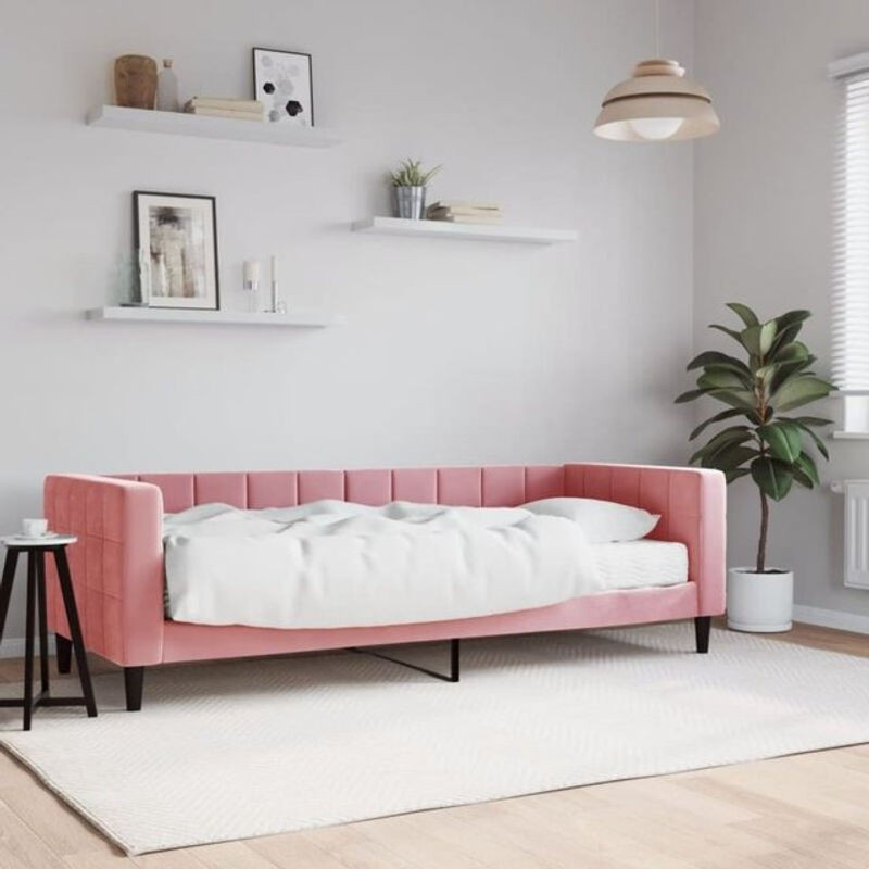 Modernes Polsterbett Vidaxl als Tagesbett mit Matratze aus Samt in Rosa, B/T/H: 200 x 80 x 90 cm - Bild 1