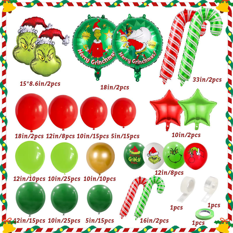 Weihnachtsballon Girlande Bogen Kit in Rot, Grün und Gold mit Sternballons und Zuckerstangen für deine Weihnachtsdekoration - Bild 2