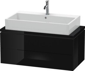 Duravit Waschtischunterschrank Compact L-Cube in Schwarz Hochglanz mit 2 Schubkästen, B: 92 cm, T: 47,7 cm, H: 40 cm - Bild 1