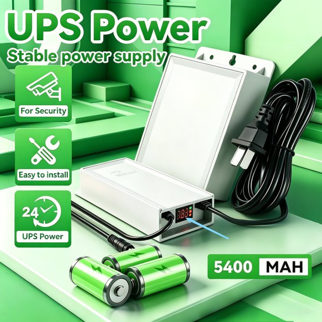 DiFang UPS-Netzteil für Überwachungskameras und Router, 5400mAh Backup, DC12V Unterbrechungsfreie Stromversorgung mit LCD-Display, Weiß - Bild 1