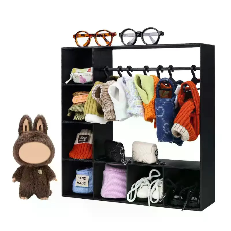 GJCUTE Puppenkleiderschrank, tragbar, mit 10 Kleiderbügeln - Bild 3