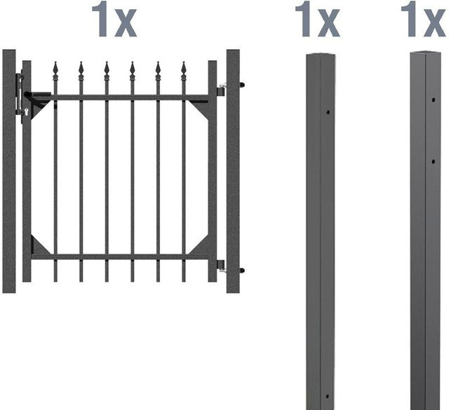 ALBERTS Einzeltor-Set Chaussee zum Einbetonieren in Anthrazit, Breite: 120 cm, Höhe: 96 cm - Bild 1