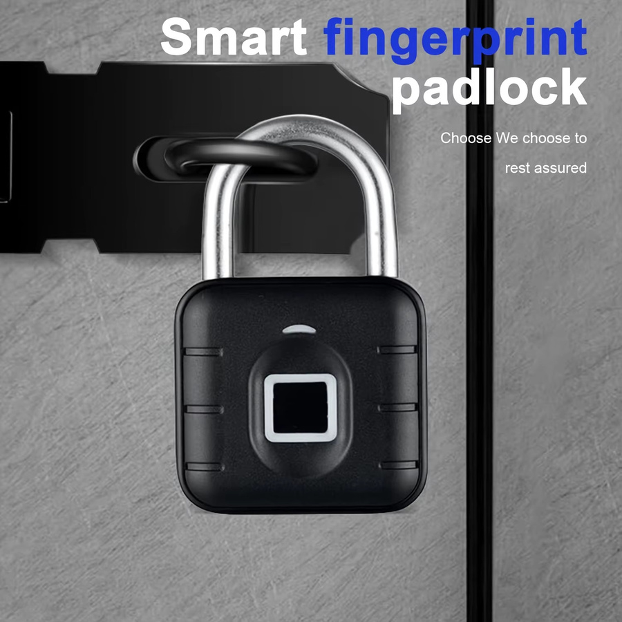 KERUI Fingerabdruck-Vorhängeschloss Schwarz, wasserdichtes und wiederaufladbares USB-Sicherheits-Vorhängeschloss für den Außenbereich - Bild 4