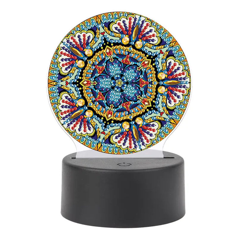 VKTECH DIY Diamant Malerei Tischlampe Blumen Tier Acryl mit LED Licht - Bild 5