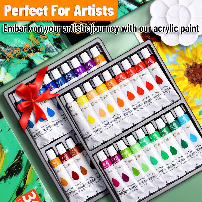 Professionelles Acrylfarben-Set in Multicolour für Papier, Holz, Leinwand und Keramik, 12 ml pro Farbe - Bild 4