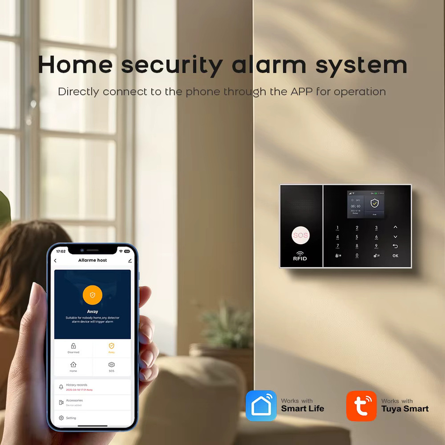 PGST Smart Home Alarmsystem mit 4G und 2,4G WiFi, Tuya und Smart Life Unterstützung, Sicherheitssystem Kit in Weiß mit Bewegungsmelder und Türsensor - Bild 2