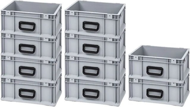PROREGAL Spar Set 10x Eurobox Nextgen Portable Uno Transportbehälter Grau H x B x T: 17 x 30 x 40 cm - Bild 1