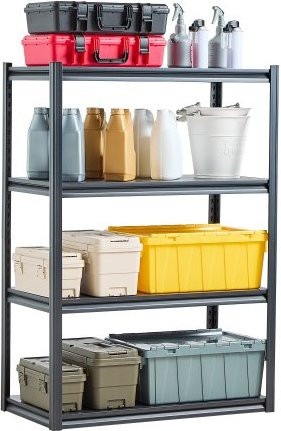VEVOR Garagenregal aus Metall mit 4 verstellbaren Ebenen, schwarz, B: 101,6 cm, T: 50,8 cm, H: 144,78 cm - Bild 1