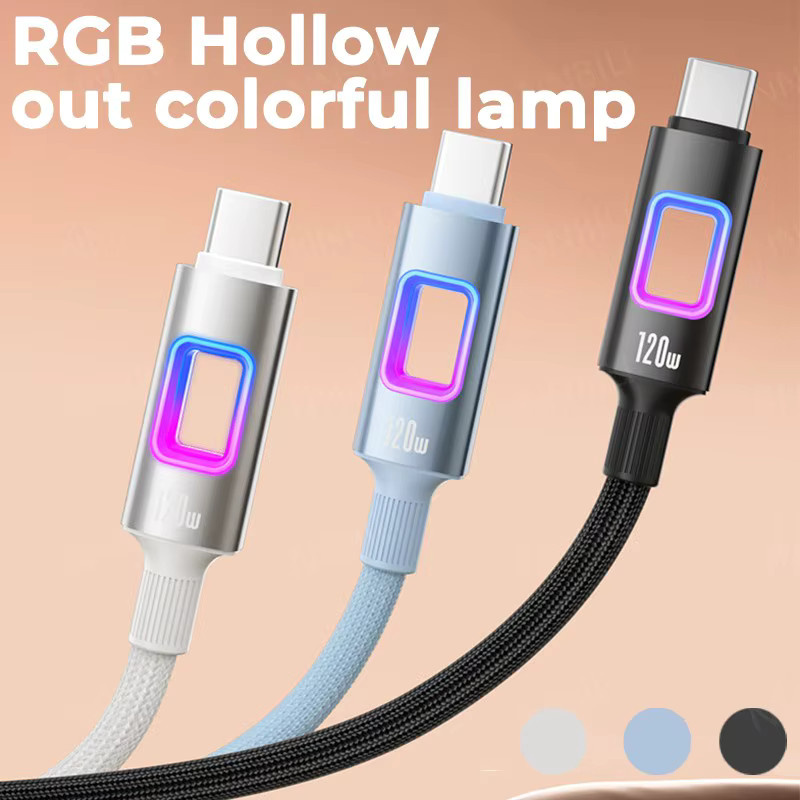 NNBILI USB-C zu USB-C Schnellladekabel mit 120W PD Dual Type-C Anschluss in Schwarz - Bild 4