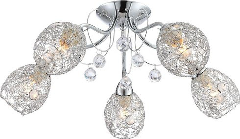 GLOBO LIGHTING Deckenleuchte KORDULA in Chrom und Grau mit Glaskristallen, Durchmesser: 45 cm - Bild 1