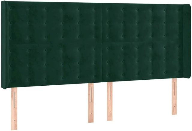vidaXL Kopfteil mit Ohren in Dunkelgrün aus Samt, Breite: 183 cm, Tiefe: 16 cm, Höhe: 118 cm bis 128 cm - Bild 1