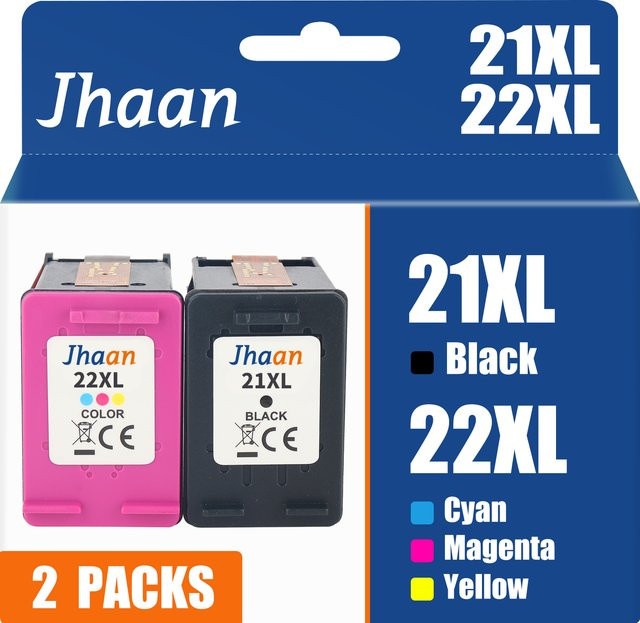Jhaan Multipack Tintenpatronen kompatibel mit HP 21 22 XL für Inkjet-Drucker, Mehrfarbig - Bild 1