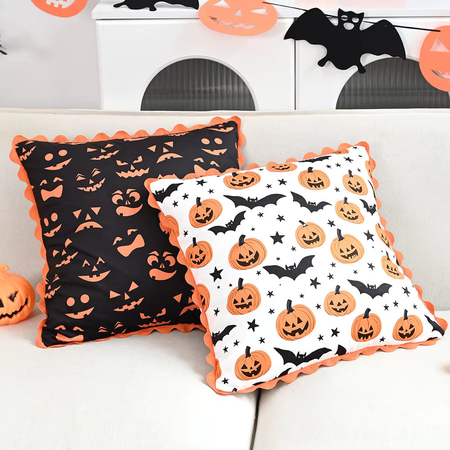 BUYNOW Kissenbezug mit Halloween-Kürbis-Print in Orange, 45,7 x 45,7 cm - Bild 3