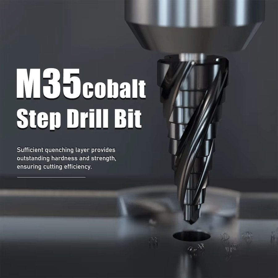 SHENSEN M35 Kobalt Stufenbohrer mit 1/4 Zoll konischem Sechskantschaft in Silber für Edelstahl, Metall und Holz - Bild 2
