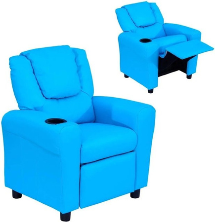 HOMCOM Kindersessel aus Kunstleder in Blau mit Liegefunktion, B/T/H: 62 x 52 x 69 cm