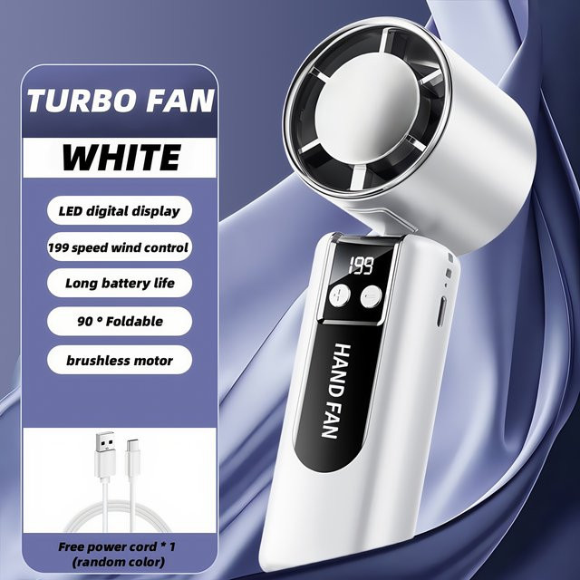 JKUOO USB Handventilator in Schwarz mit 199 einstellbaren Geschwindigkeiten und großem Akku - Bild 1
