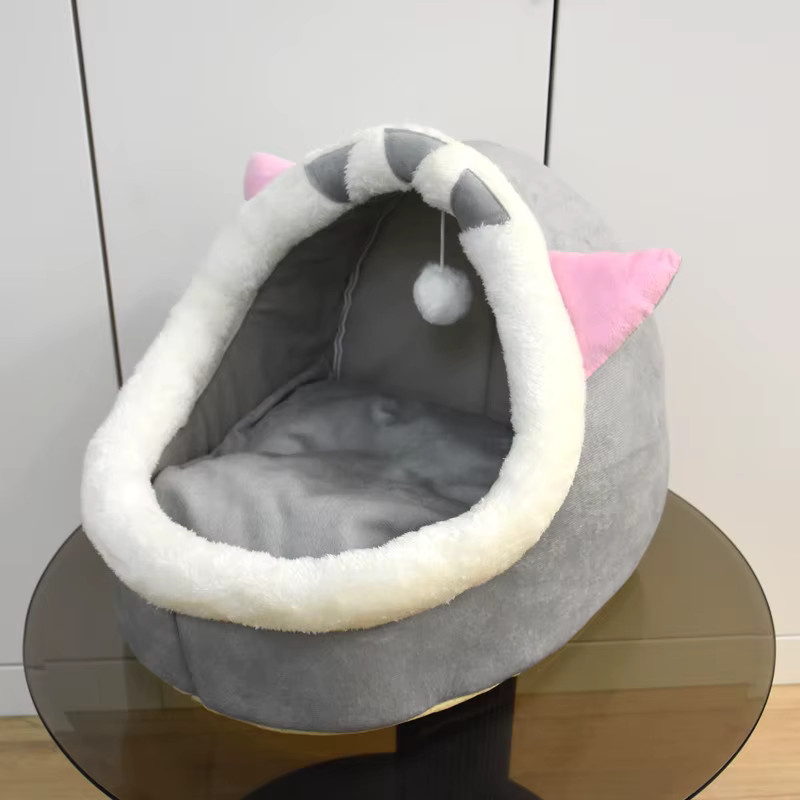 Booteely Katzenhöhle als gemütliches Katzenbett und Kuschelhöhle für Katzen und kleine Hunde, Grau, B/T/H: 31,0 x 30,0 x 28,0 cm - Bild 3