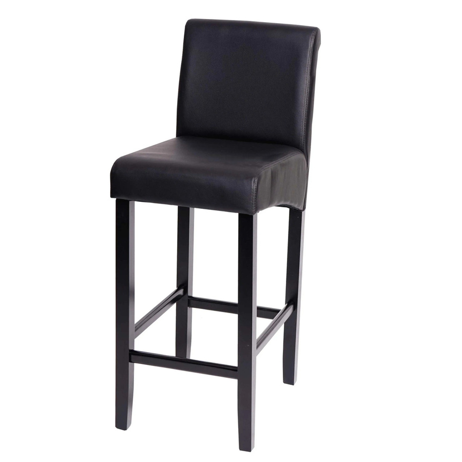 Barhocker MCW-C33 in Schwarz Matt mit Kunstleder und Holzbeinen im Retro-Look - Bild 2