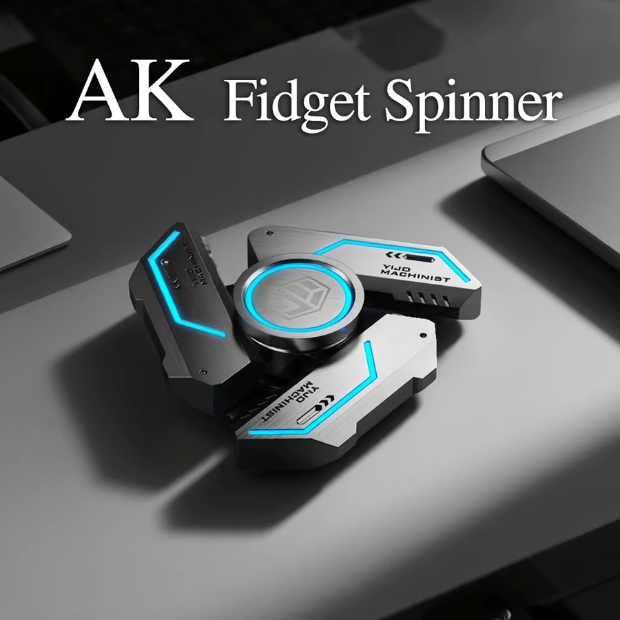 YIJOO Metall-Fidget-Spinner in Blau mit leuchtendem Effekt und leisen Kugellagern zur Stressreduktion - Bild 2