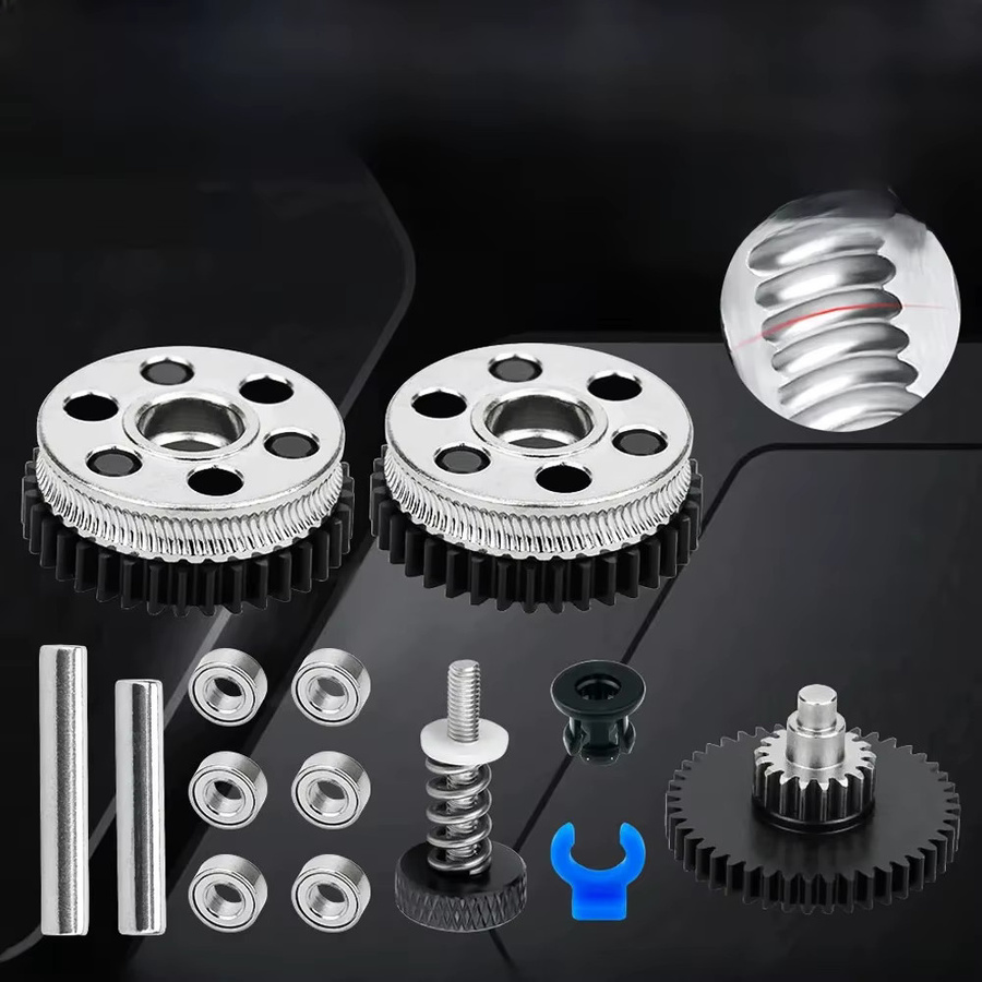 TWO TREES HGX Lite Extruder 2.0 Ganzmetall-Doppelgetriebesatz aus gehärtetem Stahl mit spiralförmiger Reduzierung in Silber für CR10S/Ender 3/Ender 3 V2/VORON - Bild 1