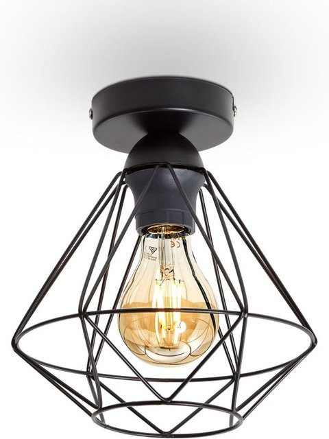 B.K.Licht Deckenleuchte 1-flammig aus Metall in Schwarz im Retro-Design mit E27 Fassung - Bild 1