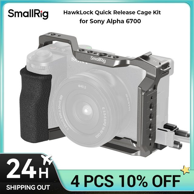 SmallRig HawkLock Quick Release Cage Kit für Sony Alpha 6700 in Schwarz mit Kabelklemme und Arca-Swiss Platte für DJI RS4 Pro - Bild 1