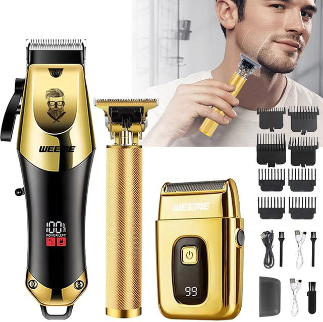 XMSJ Haarschneider und Bartschneider Set, Herren, Schwarz-Gold - Bild 1