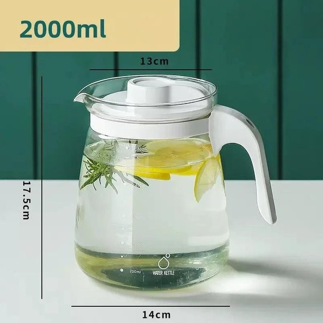 WTEMPO Glaskessel mit 2000ml Fassungsvermögen, transparente Teekanne und Kaffeekanne aus hitzebeständigem Glas - Bild 1
