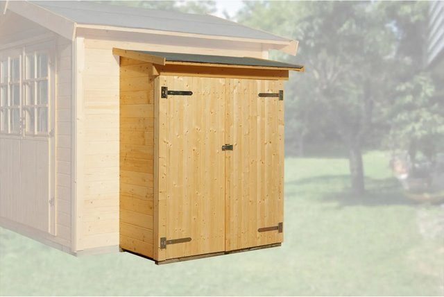 WEKA Anbauschrank für Gartenhäuser aus Holz, lasiert, beige/braun, B: 65 cm, H: 128 cm - Bild 1