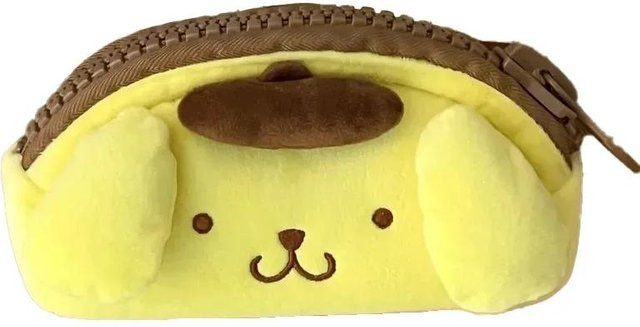 Kawaii Pom Pom Purin Federmäppchen aus Flanell in Gelb, flaches Etui mit Reißverschluss für Schüler und Kosmetik, B/T/H: 20 x 20 x 7 cm - Bild 1