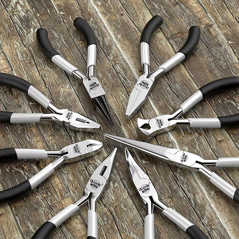 YINLONGDAO 8er Set Mini Schmuckzangen aus Kohlenstoffstahl in Silber, Flachzange und Spitzzange, Länge: 12,7 cm - Bild 2