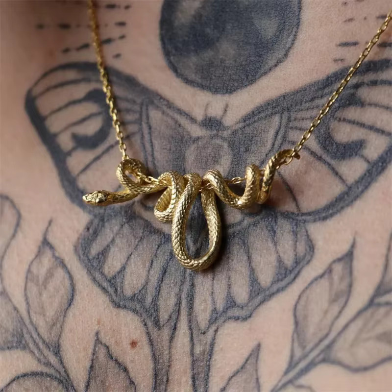 ZHIXUN Halskette mit Python Wrap Anhänger, Gold, Damen - Bild 2