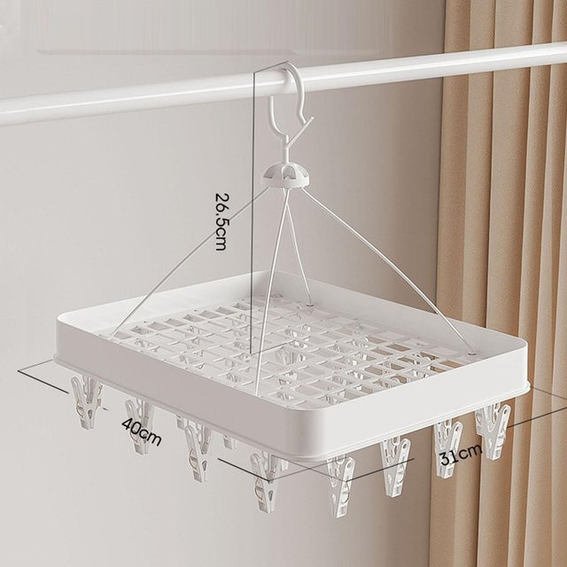 OutsideWorld Faltbarer Klammerbügel Trockenständer mit 24 Clips in Weiß, B/T/H: 40 x 31 x 26,5 cm - Bild 1