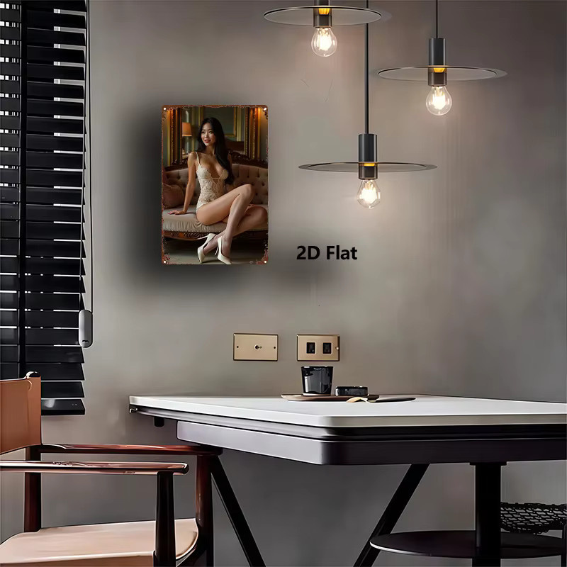 HELLOYOUNG Retro Metallschild Elegante Frau Wandkunst in Mehrfarben, Rechteckiges Eisen-Wandbild für Zuhause, Bar oder Garage, Breite: 20,32 cm, Höhe: 30,48 cm - Bild 4