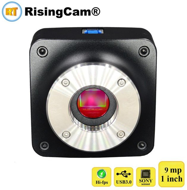RisingCam Digitale USB-Mikroskopkamera mit 9,0 MP und 1-Zoll-Sensor, USB 3.0 und C-Mount, Schwarz - Bild 1